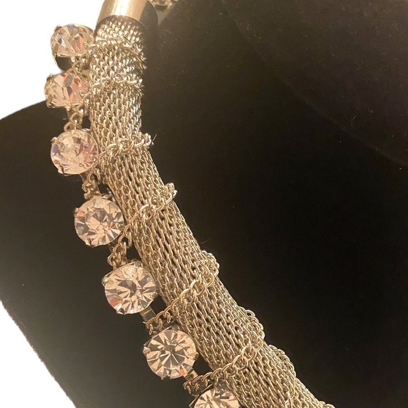 Graziano CN Silver Colored Rhinestone & Chain Necklace - Picture 3 of 5